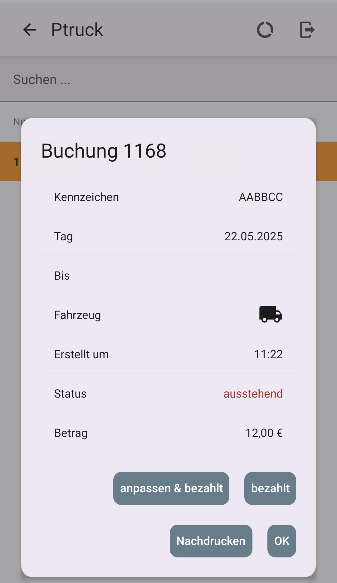 PTruck App Screenshot